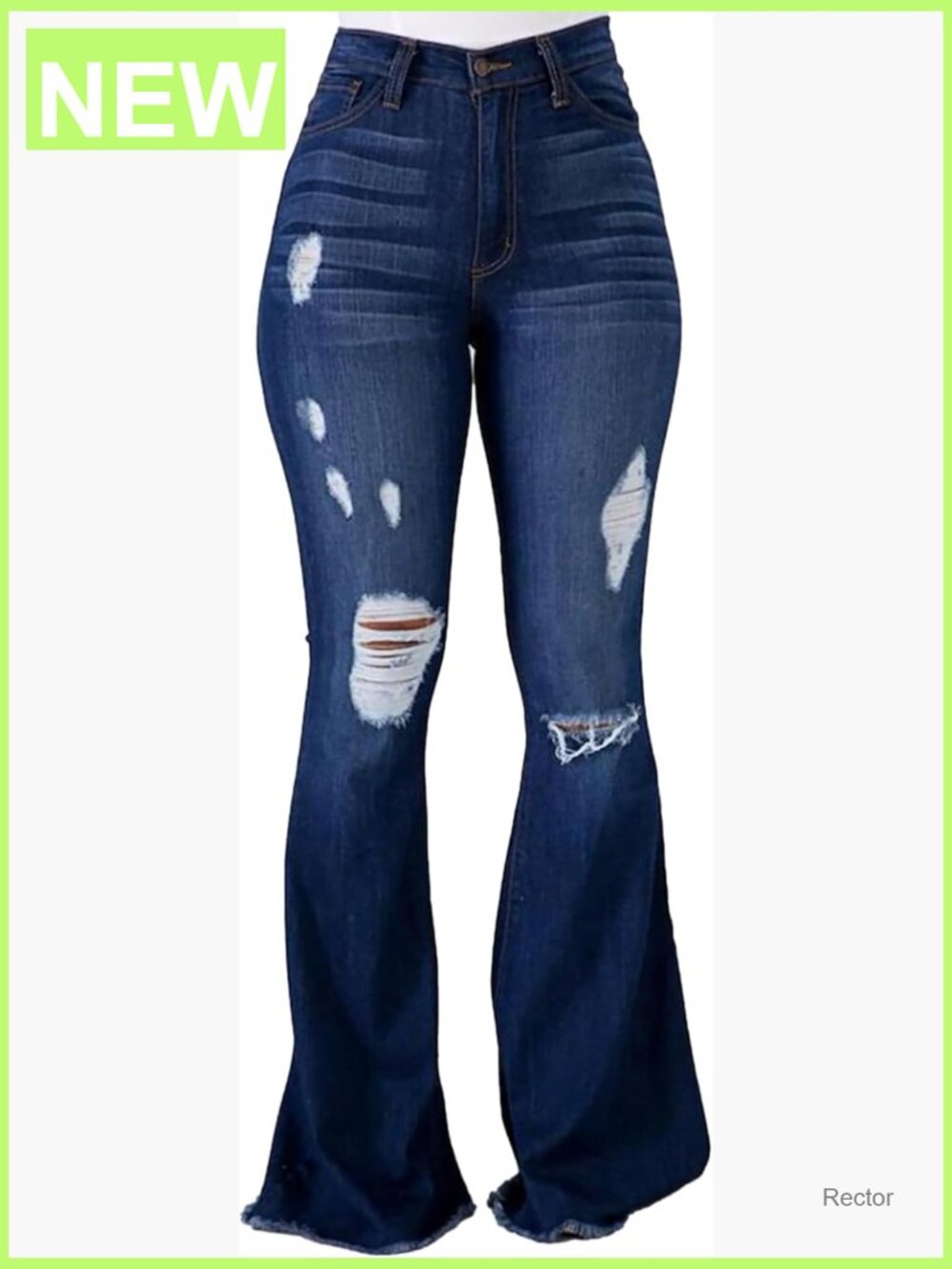 High Waist Flare Jeans Distressed Wide Leg Denim Pants Women's Plus Size